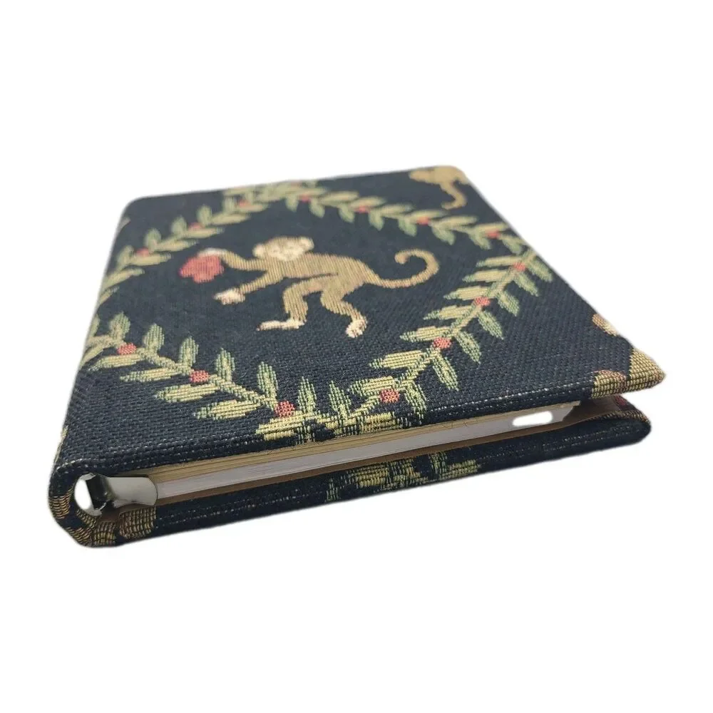 Helene Batoff Interiors Notebook Binder black Fabric Monkey tapestry Vintage NEW